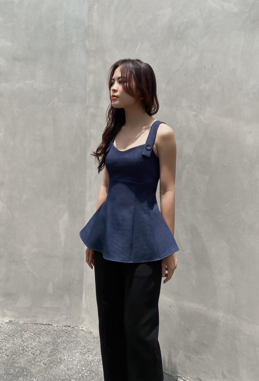Áo kiểu CHARMO cotton nhật không nhăn Button Halter Top