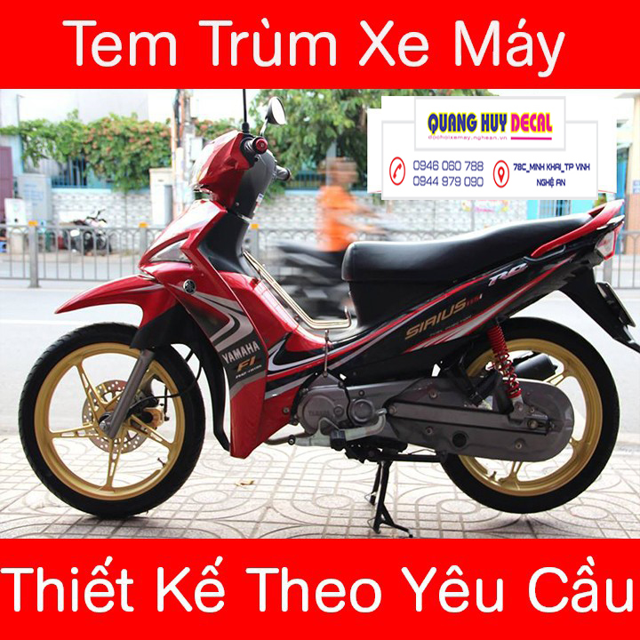 Tem trùm xe sirius fi đỏ đen - Độ dán team trùm decal xe máy sirius fi đỏ đen - Team trùm decal xe máy sirius FI