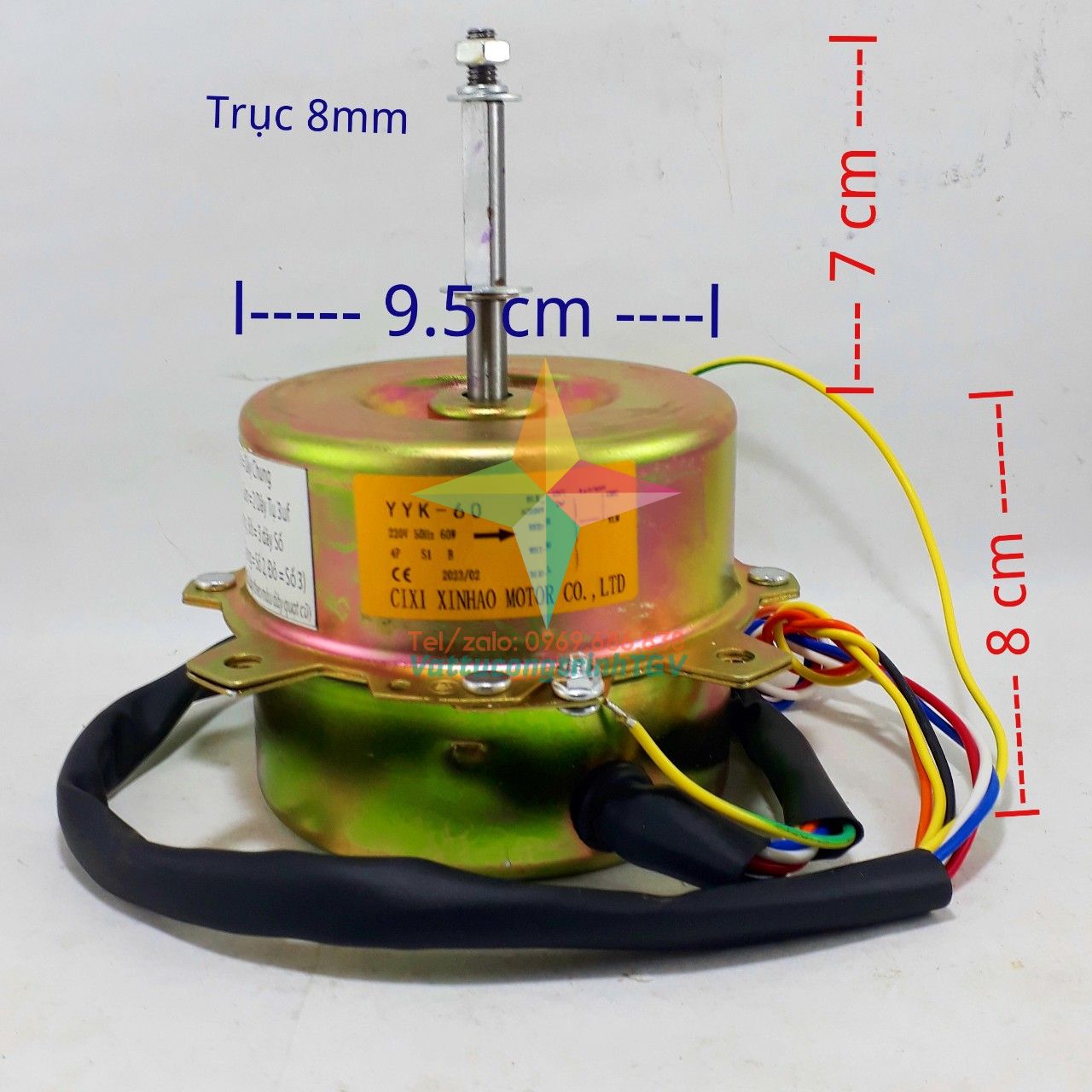 Motor quạt hơi nước 3 tốc độ 220V công suất 60W - Đường kính thân 9.5cm -  Quay ngược chiều