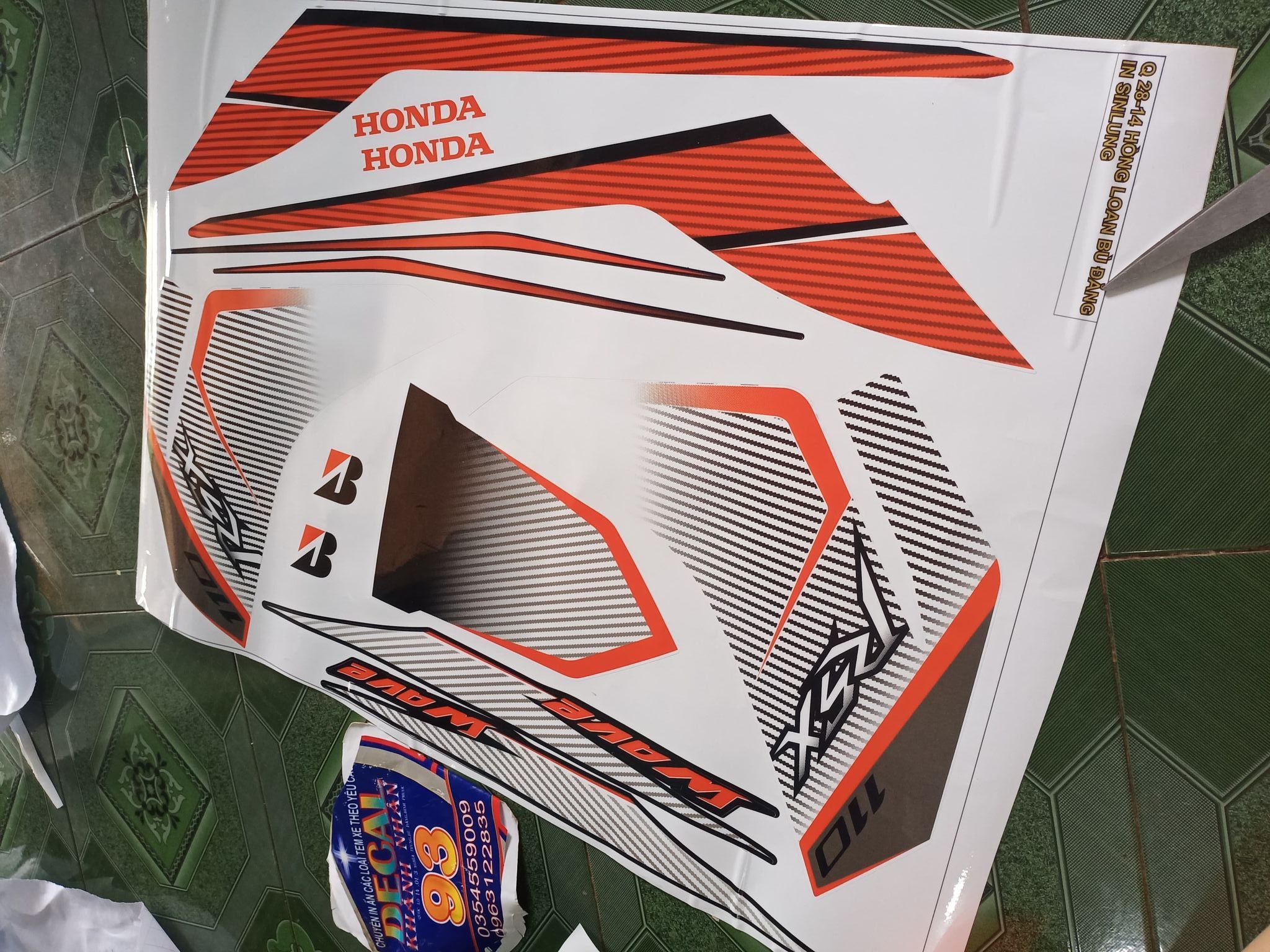 Tem rời dán xe wave rsx 2012 cam trắng