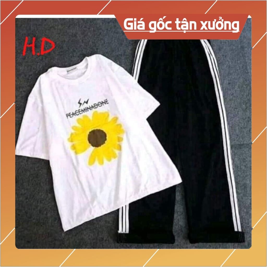 Sét áo hoa cúc  quần kẻ ba sọc