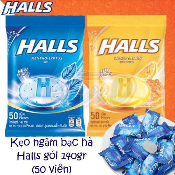 【HOT SALE】 (4 vị) Kẹo ngậm bạc hà Halls gói 140gr (50 viên)