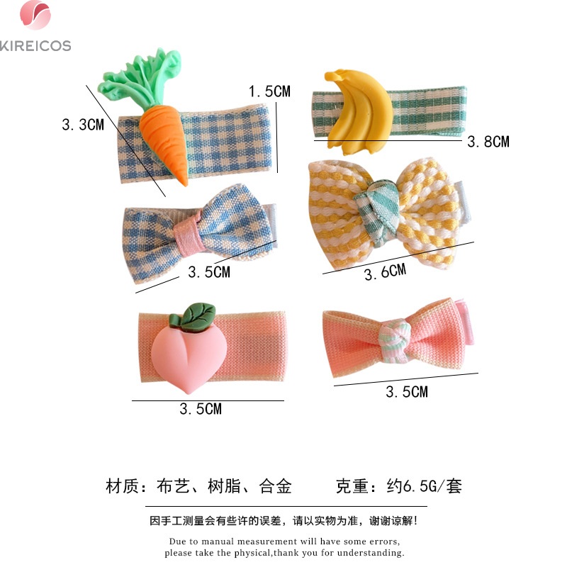 [HCM]Set 2 Kẹp Tóc Nơ Sọc Đính Thú Siêu Cưng - kireicos