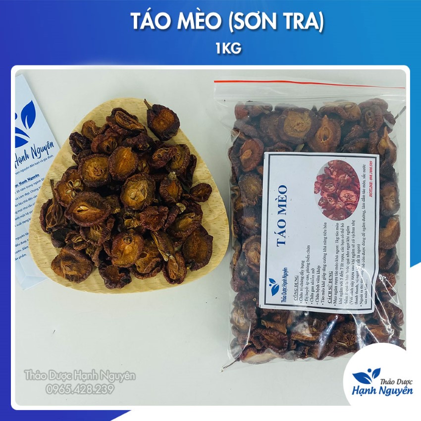 Táo mèo khô 1kg, sơn tra thái lát, hỗ trợ tốt cho tiêu hoá, tim mạch, giảm đau nhức xương khớp