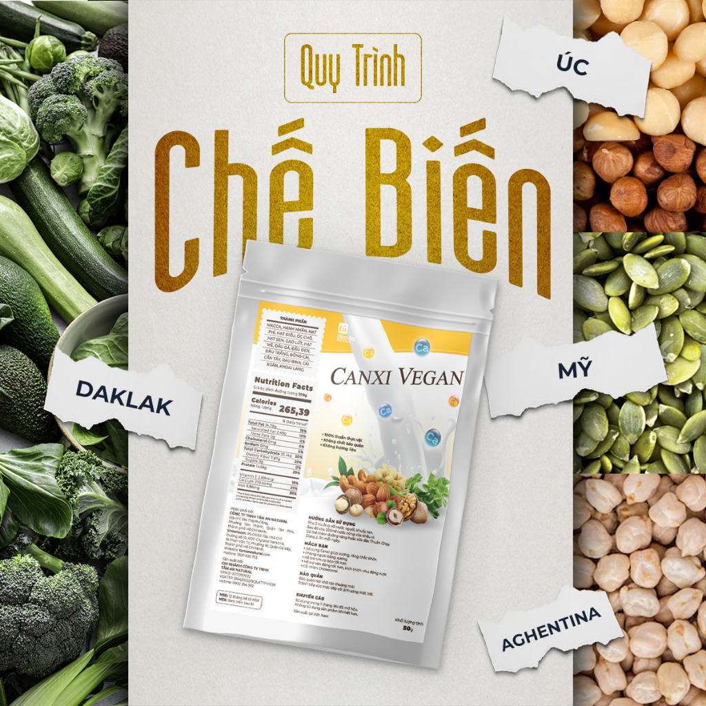 CANXI VEGAN 50g - Bột ngũ cốc đậu hạt rau củ