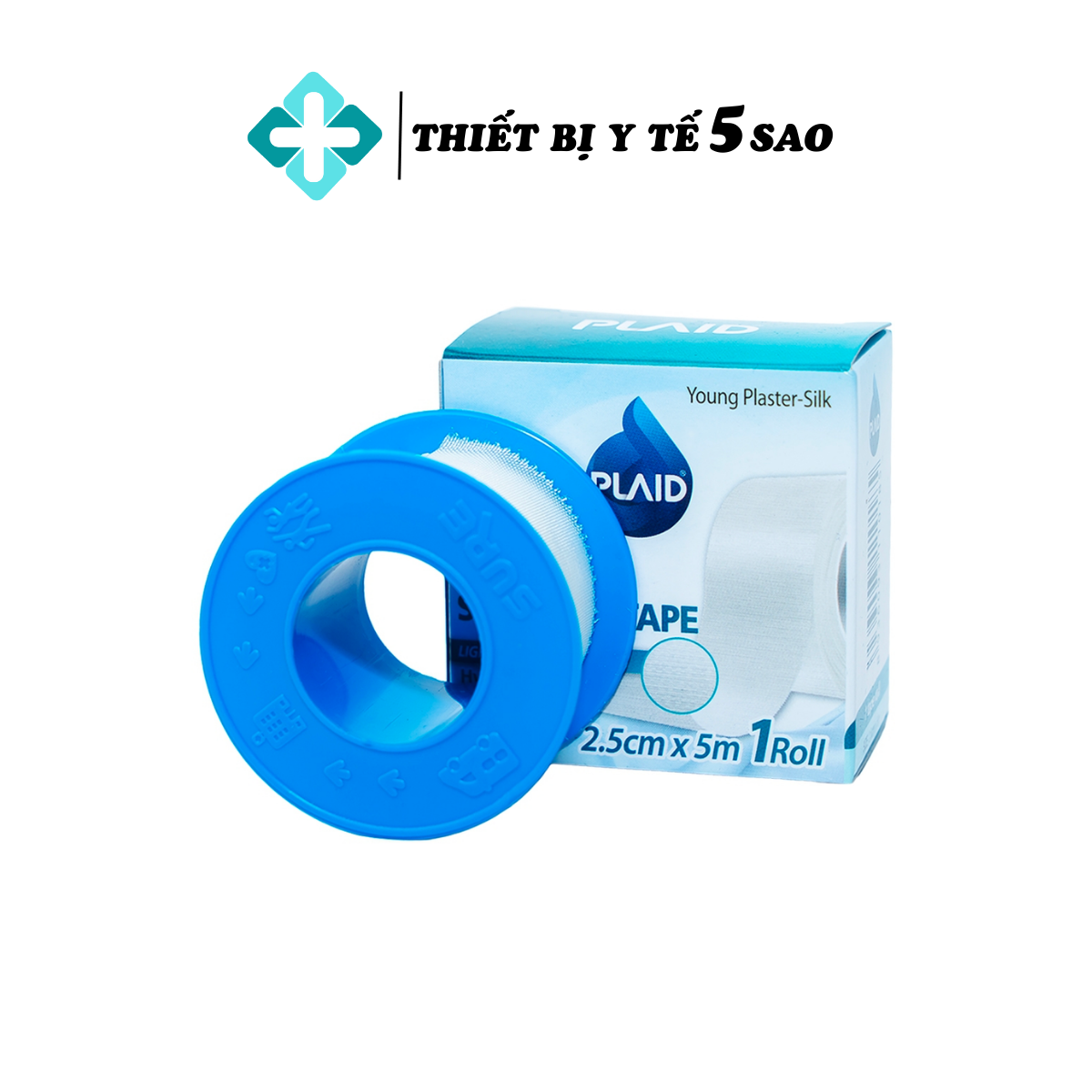 Băng keo cuộn lụa young plaster- silk 1.25cm x 5m young chemical vina giúp cố định băng gạc, độ bám dính cao, 1 cuộnhộp