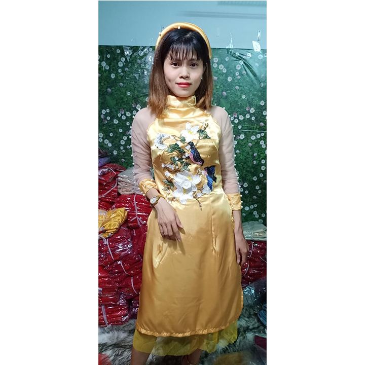 Áo dài cách tân thêu hoa nổi