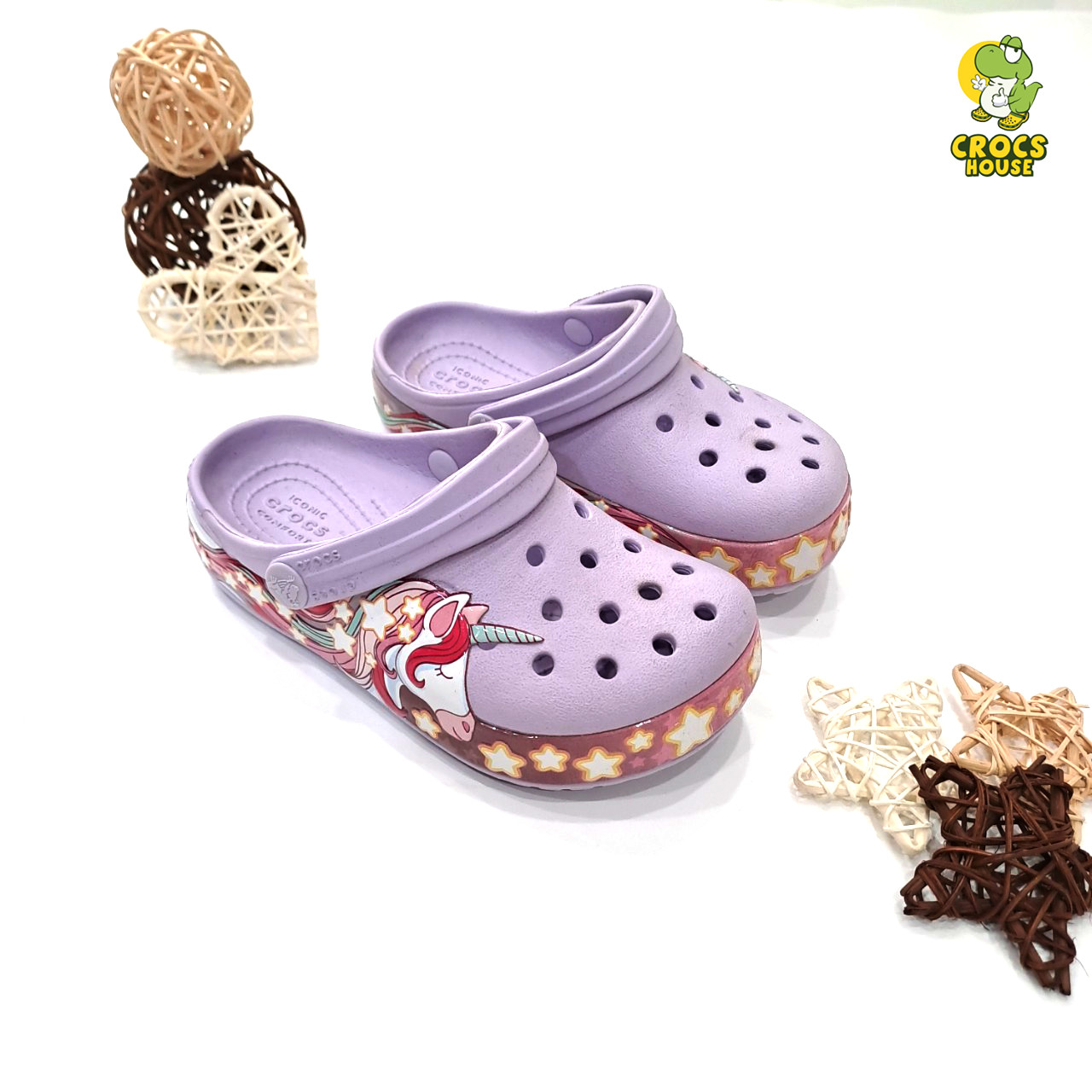 Dép sục crocs viền unicorn 3d trẻ em hàng cao cấp tặng kèm jibbitz 2d , dép crocs bé gái - nhà cá sấu.