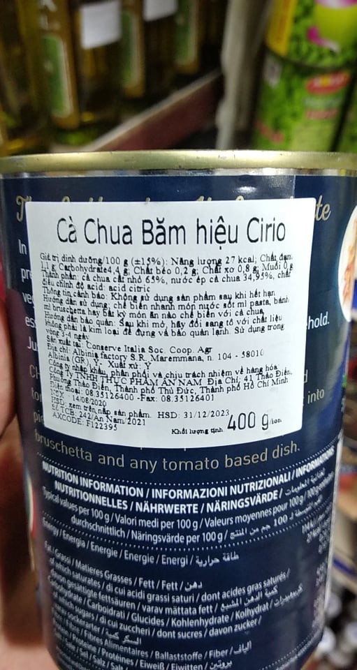 Cà chua băm chopped tomato polpa Cirio 400g