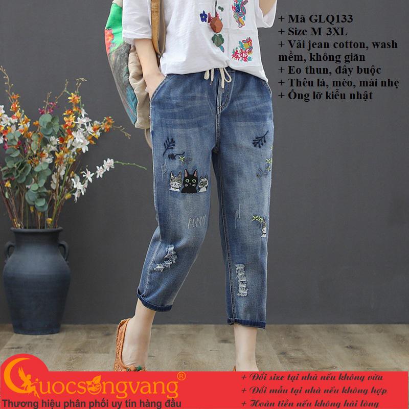 Quần jean nữ kiểu nhật chất đẹp quần jean ống lỡ GLQ133 Cuocsongvang