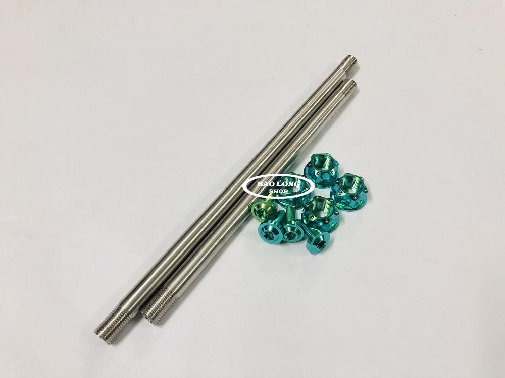 Cặp Cốt INOX 304 Full ốc Titan GR5 Gắn EXCITER 150 (màu Xanh Tím và Xanh Lục Bảo)
