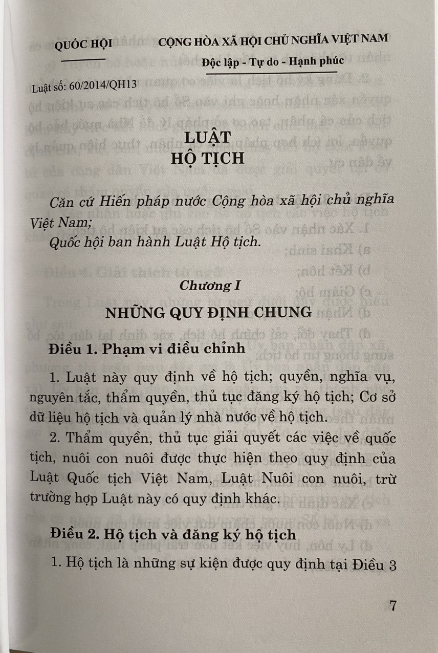 Luật Hộ Tịch ( hiện hành )