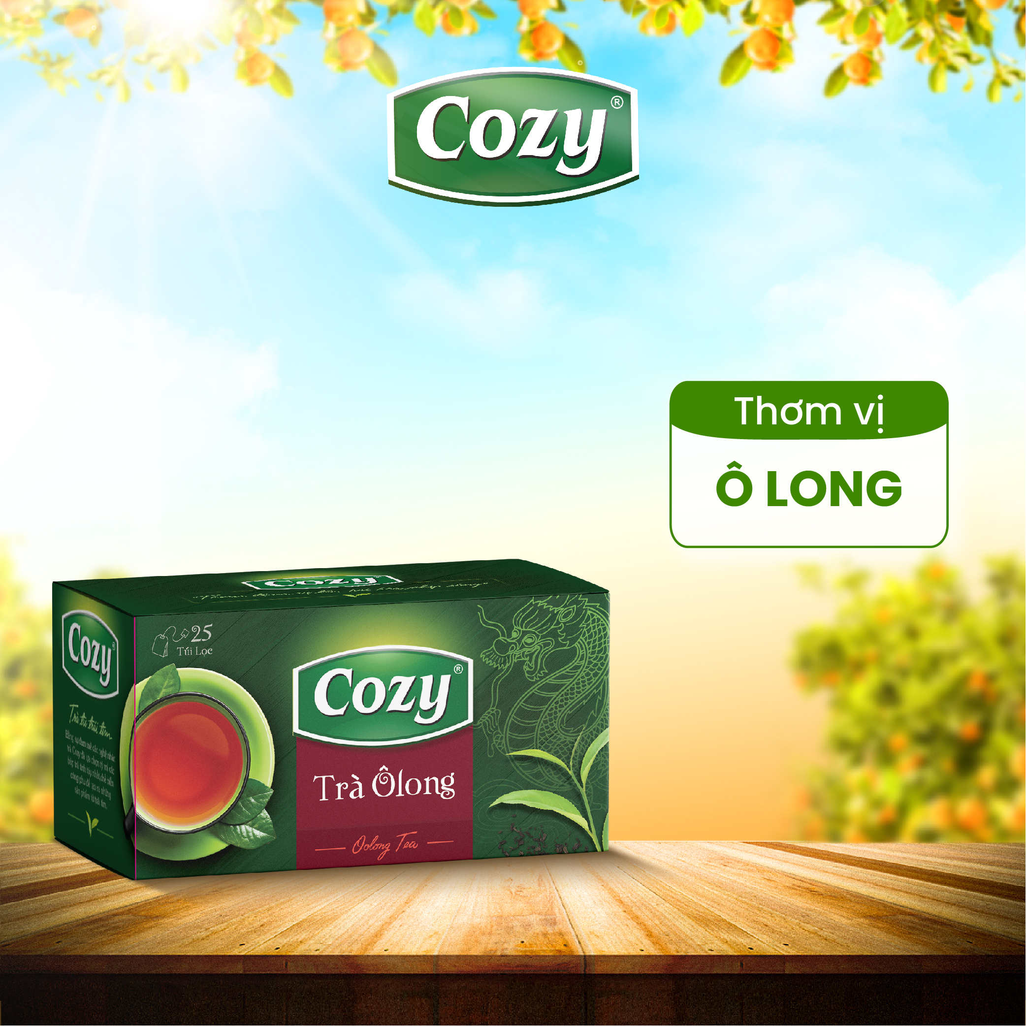 Trà Ô long túi lọc Cozy (2g x 25 túi lọc) - Thức uống giúp tỉnh táo hỗ trợ giải nhiệt và thanh lọc cơ thể