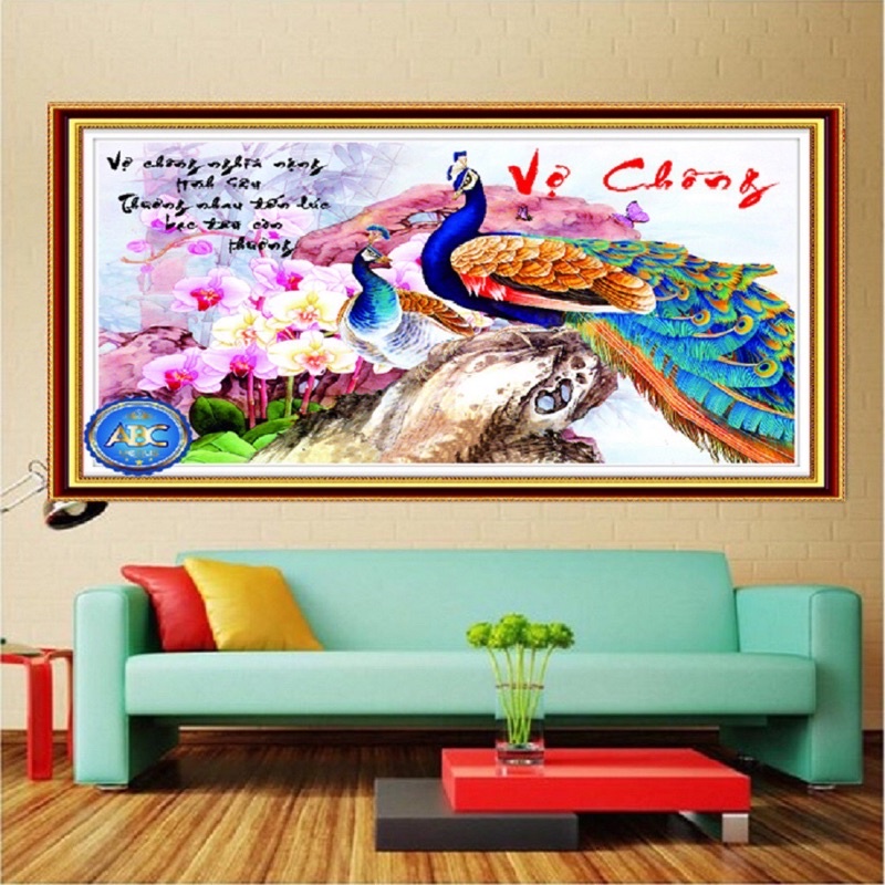 Tranh đính đá vợ chồng - kt 75x50cm ngọc thịnh shop tranh