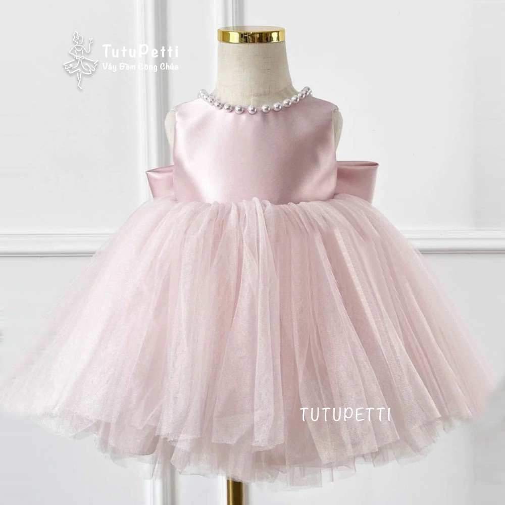 Đầm váy công chúa cho bé gái Tutupetti cầu vồng đính nơ tay phồng bồng bềnh  xinh xắn  MixASale