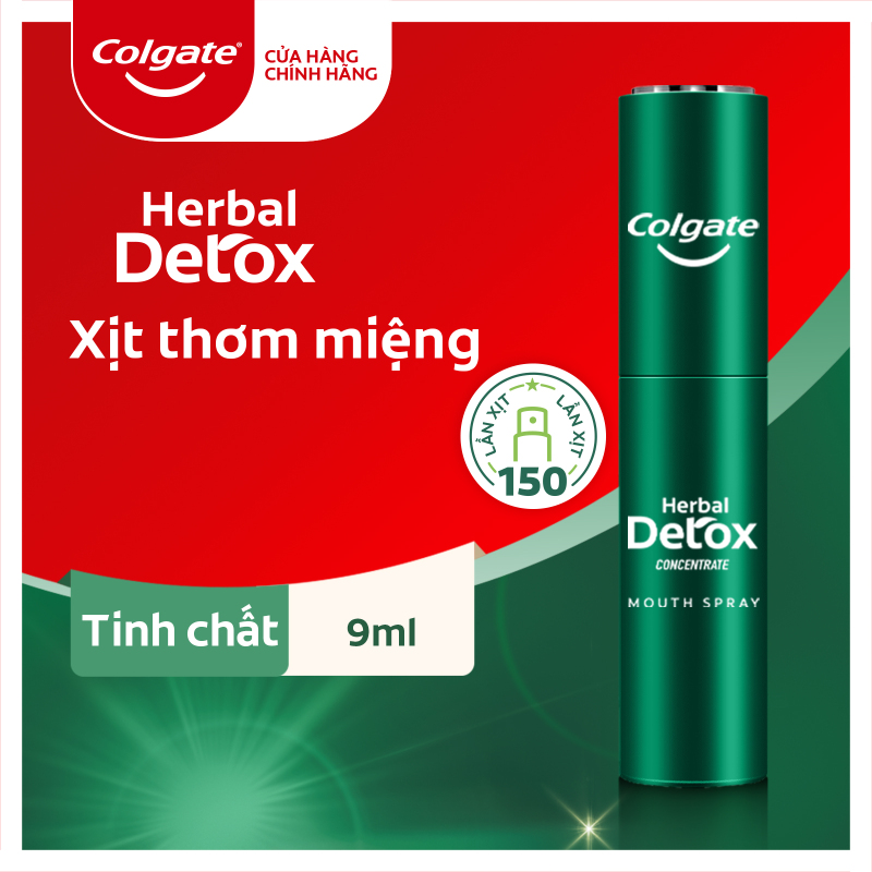 Chai xịt thơm miệng Colgate Herbal Detox từ tinh chất thảo mộc 9ml