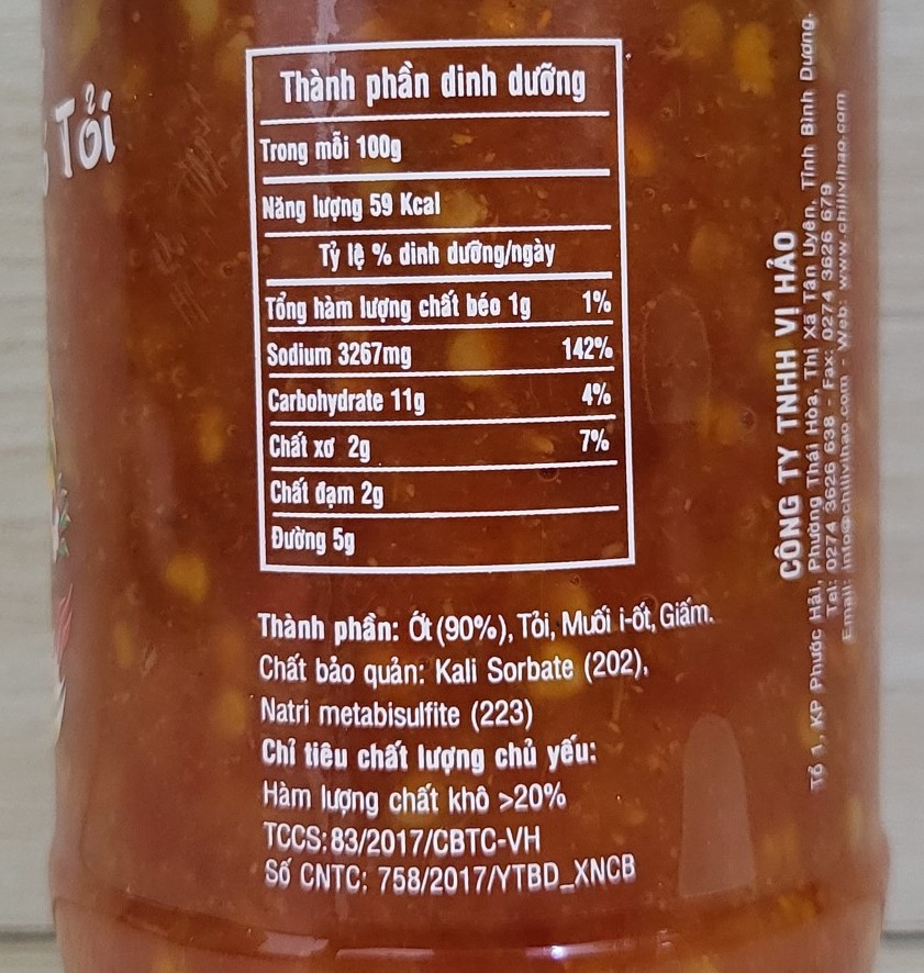 [có TỎI] (lọ 250g) ỚT BẰM CÓ TỎI VỊ HẢO Chopped Chilli With Garlic