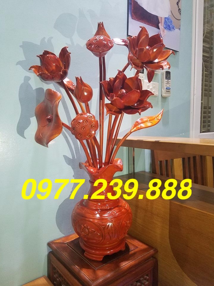 Hoa Sen gỗ hương 1 bình