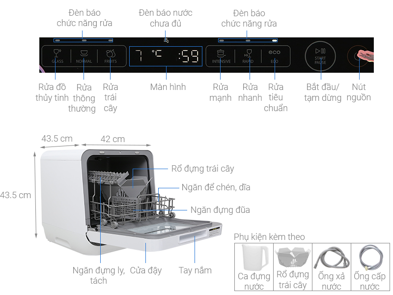 [Trả góp 0%]MÁY RỬA CHÉN TOSHIBA DWS-22AVN(K)