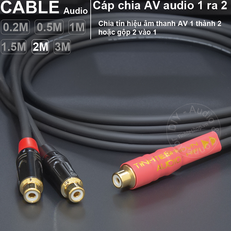RCA female to 2 RCA female cable DIY 0.2 to 3M