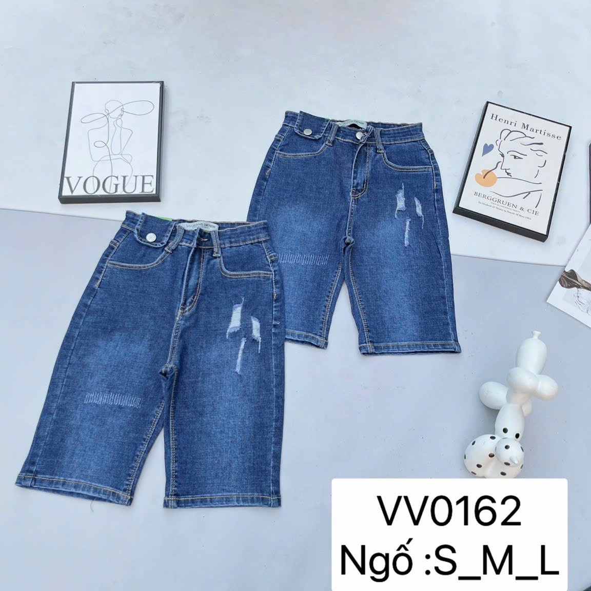 [35-50kg] Quần Jean Ngố Nữ Vải Co Giãn Dáng Ôm Rách Nhẹ Lưng Phối Túi