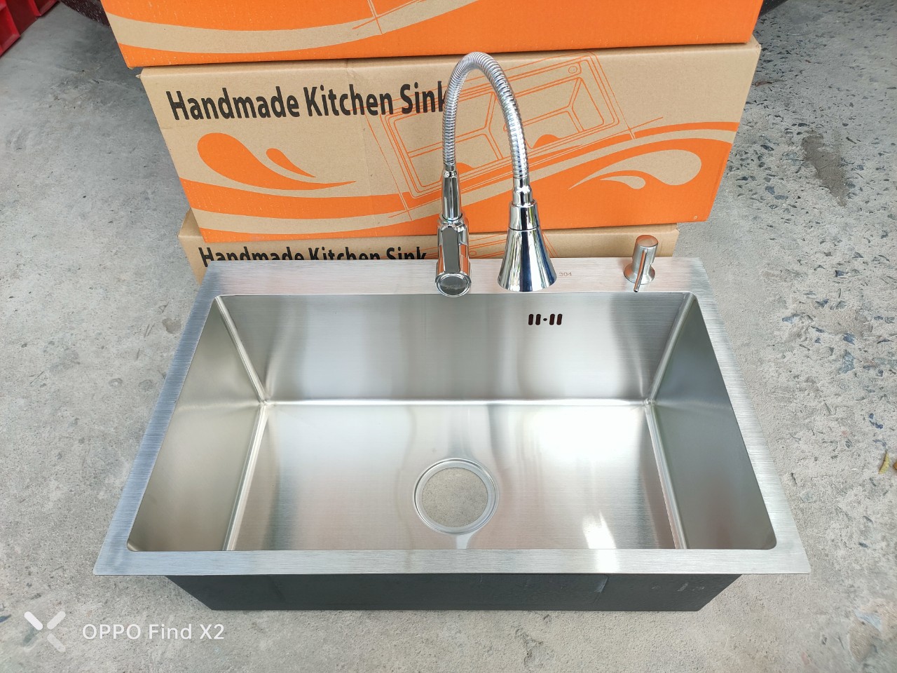 [Chậu Đúc 1 Hộc] Chậu rửa chén bát inox 304 chậu đúc KT 6845
