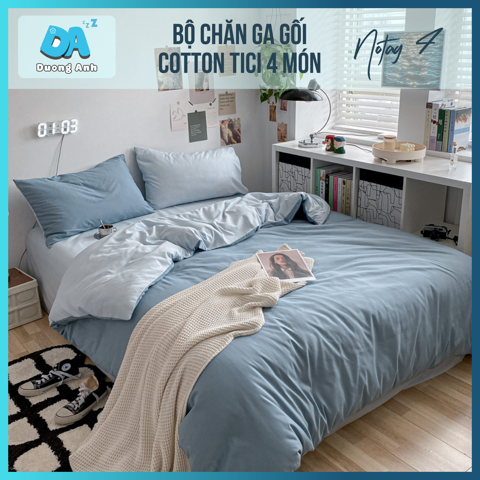 Bộ chăn ga gối nệm bộ chăn ga gối cotton tici - Màu pastel basic hàn quốc, ga nệm trải giường nhiều kích thước khác nhau và nhiều mẫu mã