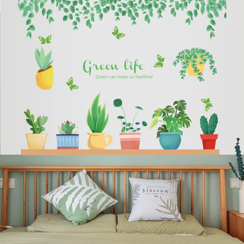 [Nhiều mẫu] Decal dán tường chậu cây cảnh