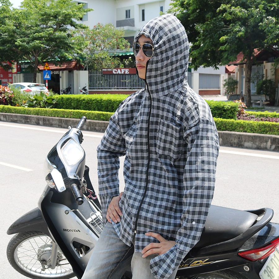 Áo chống nắng nam họa tiết kẻ