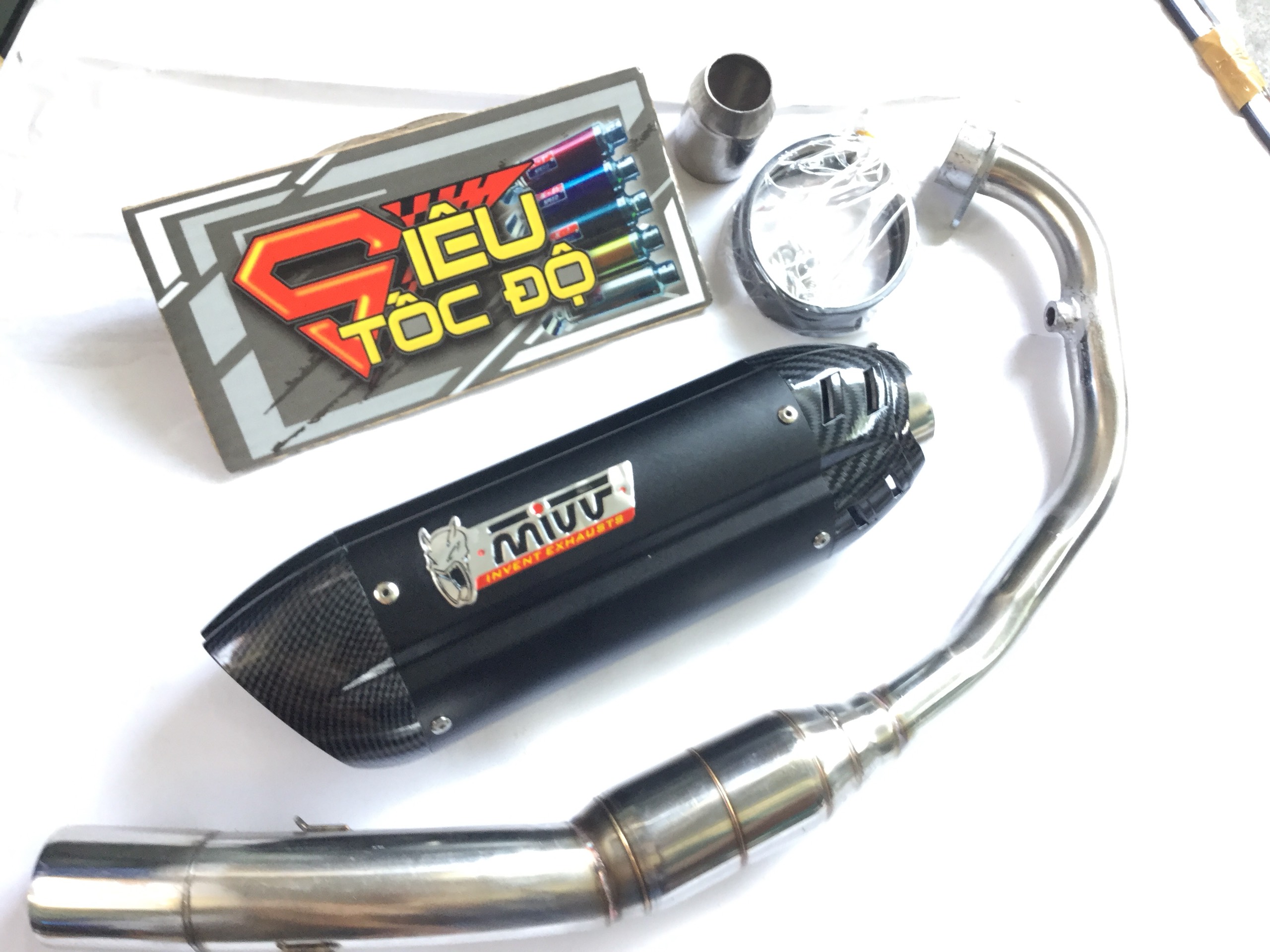 Combo pô mivv bao gồm cả cổ pô độ bầu hơi inox cho xe winer, sonic,......