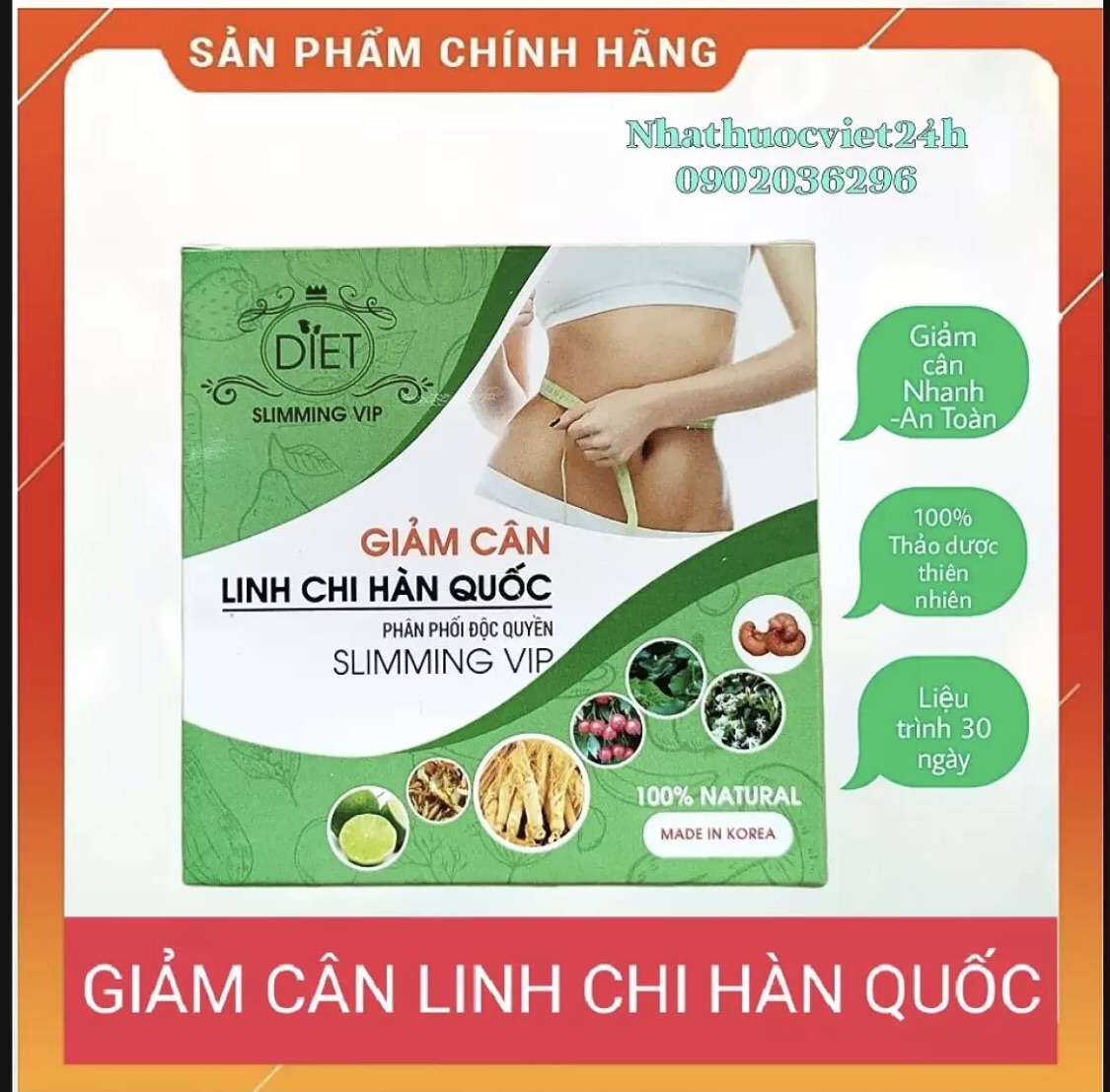 Giảm cân Linh Chi Hàn Quốc[chính~hãng]Liệu trình 30v