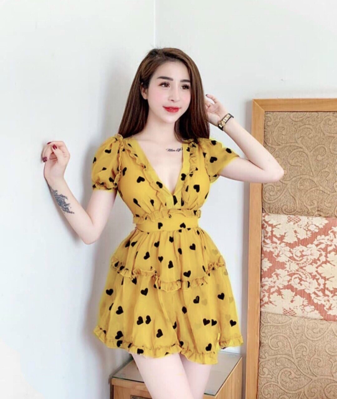 [HCM]Đầm nhún bèo trái tim