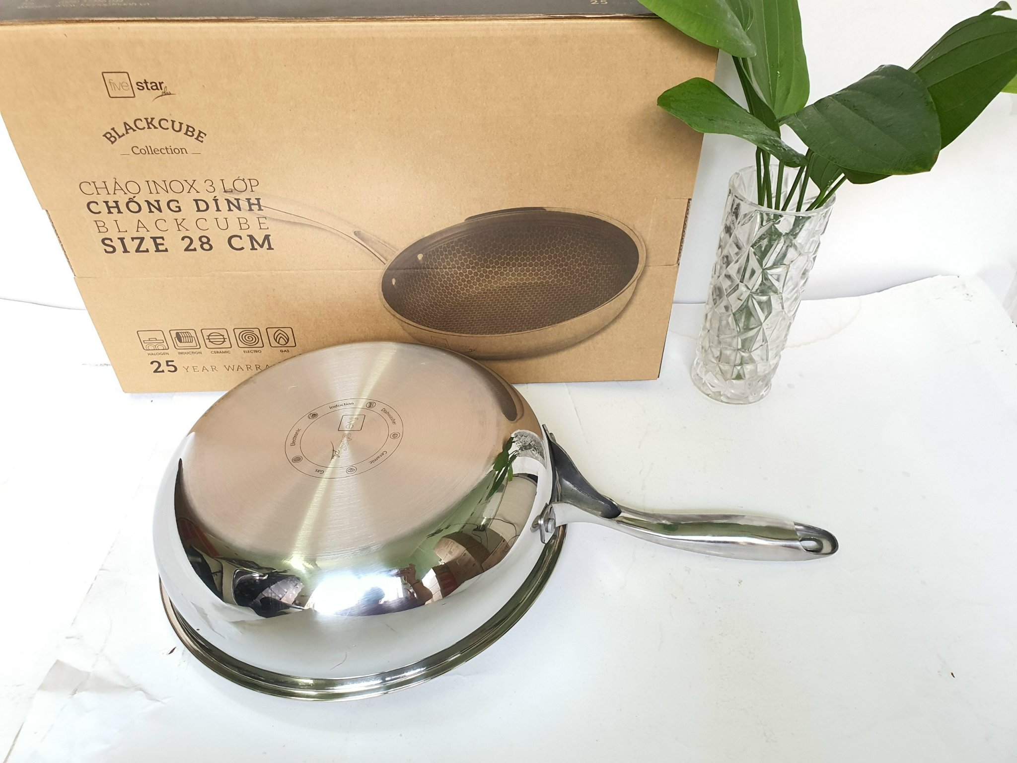 CHẢO INOX SÂU LÒNG BLACKCUBE FIVESTAR 28CM