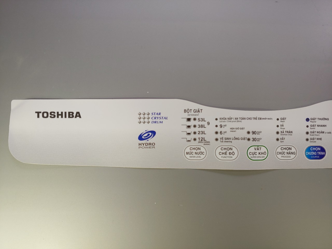 Tem phím máy giặt Toshiba A800 / A780...