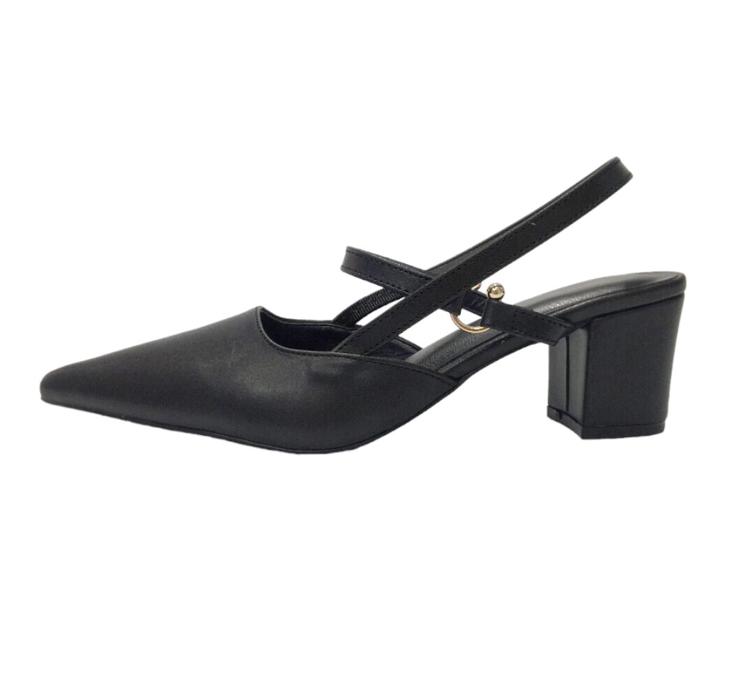 Giày cao gót 5cm bít mũi slingback khóa C