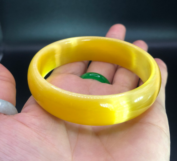 [ BẢN ĐẸP ] Vòng tay đá Mắt mèo vàng bản lớn mệnh kim mang phong thủy,thời trang,hình thực tế