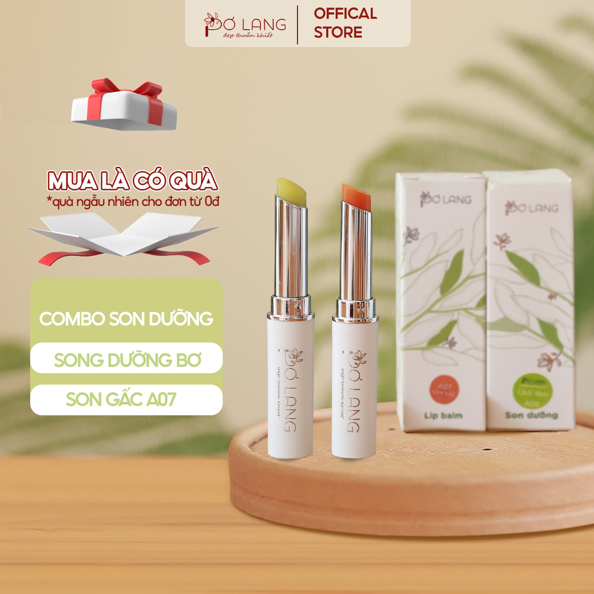 Combo Dưỡng mềm, Môi xinh (son bơ + son gấc)