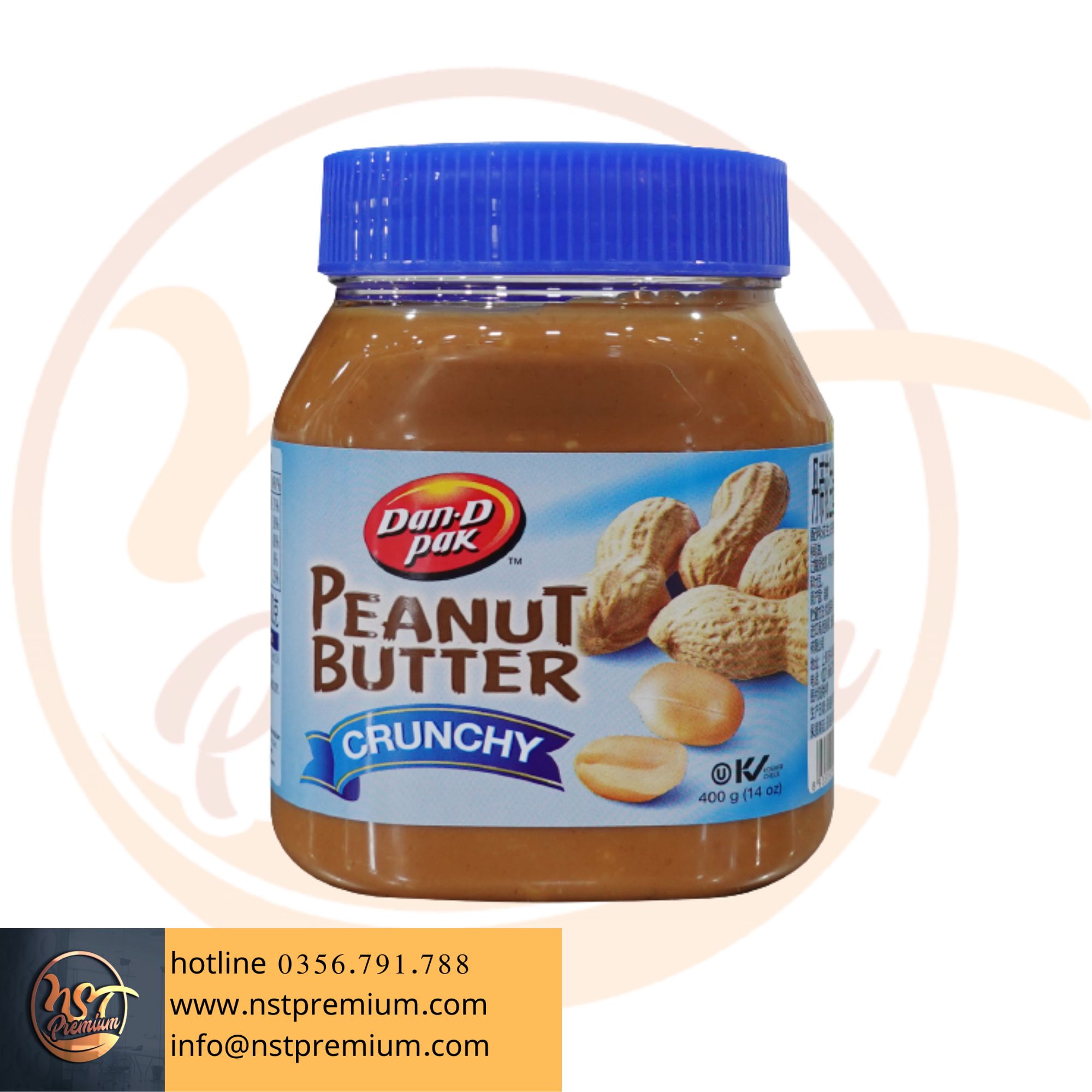 Bơ Đậu Phộng Còn Hạt Crunchy & Creamy 400g - Dan D Pak | Peanut Butter Nguyên Chất, Thơm Béo, Giàu Dinh Dưỡng