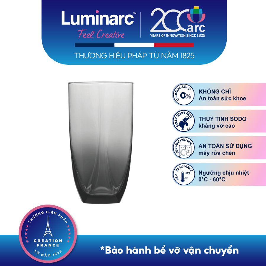 Bộ 6 Ly Thuỷ Tinh Luminarc Eiffel Grey