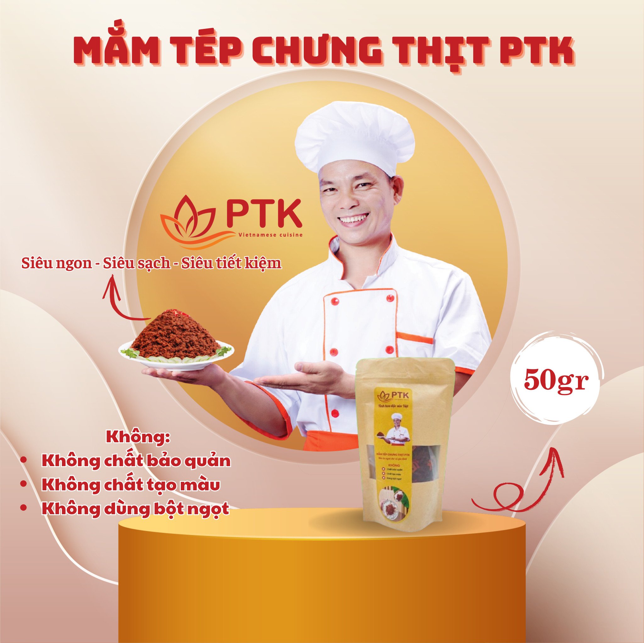 Thịt chưng mắm tép ptk túi 50gr