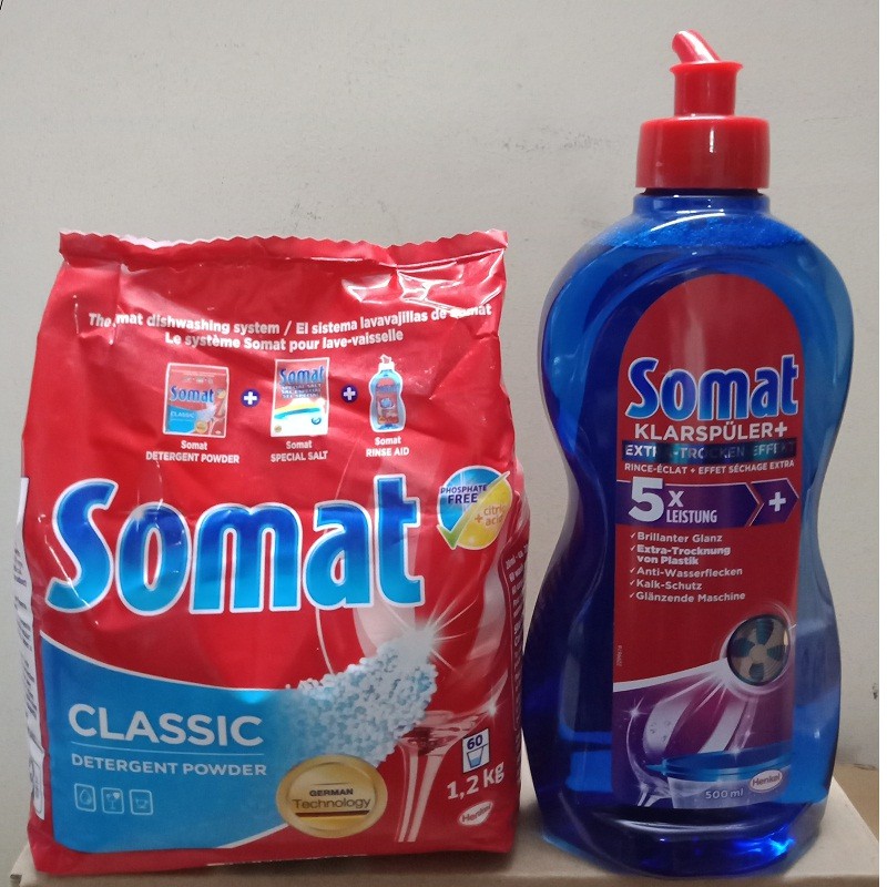 Combo Bột rửa bát Somat và nước làm bóng 750ml
