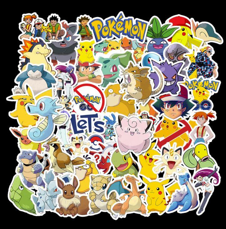 [HCM]Sticker POKEMON nhựa PVC không thấm nước dán nón bảo hiểm laptop điện thoại Vali xe Cực COOL #33