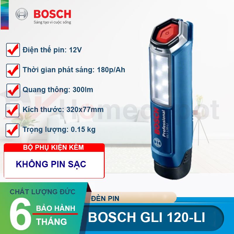 Đèn pin Bosch GLI 120-LI (Không kèm pin sạc )