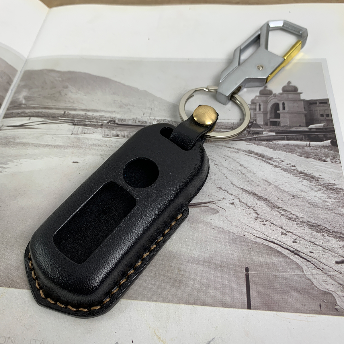Bao chìa khóa Smartkey xe SH màu Đen - Bao da thủ công Handmade ép form chính xác - Da thật nhập khẩu