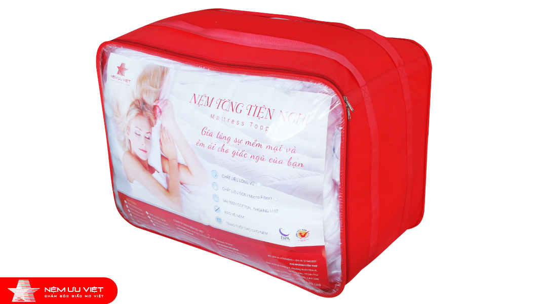 Topper nệm lông vũ Ưu Việt mềm mại, bồng bềnh ( đủ kích thước )