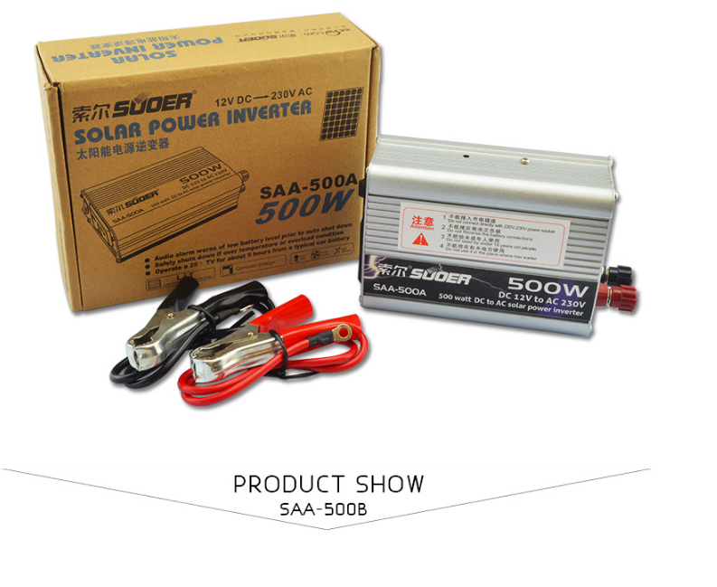 Bộ kich điện inverter 12v lên 220v 500W - SUOER SAA 500A