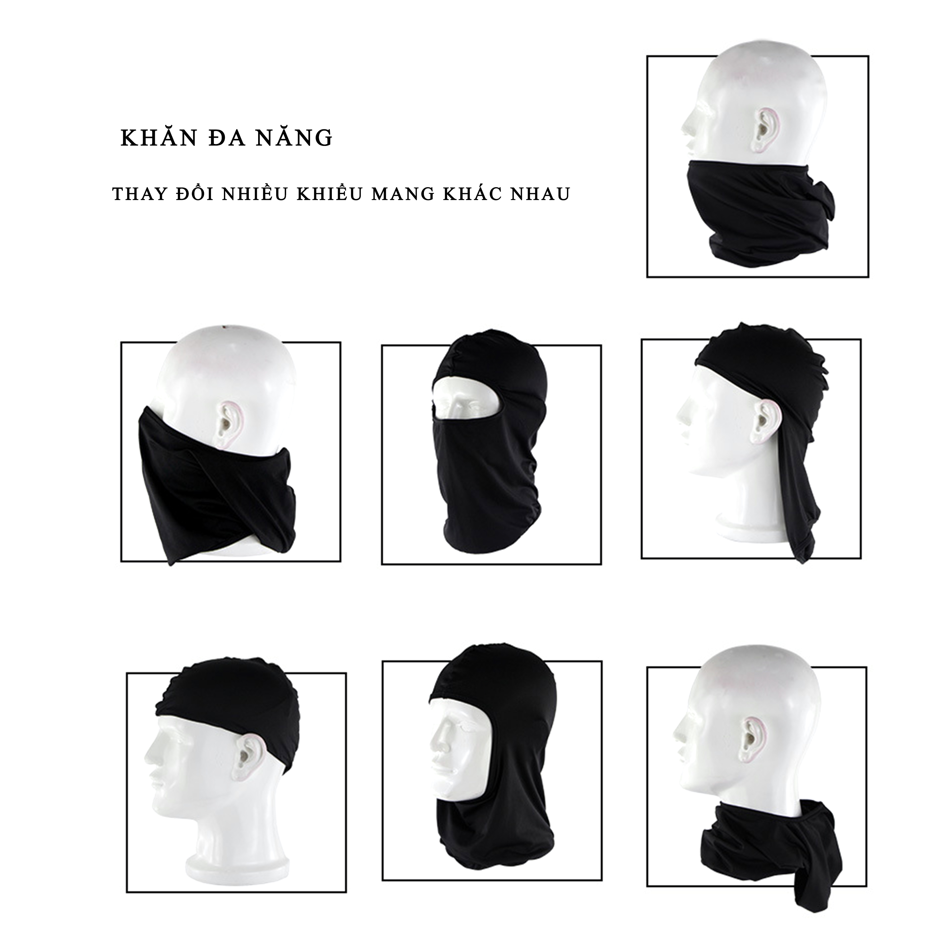 Khăn Trùm Đầu Ninja Chống Nắng Ninja Basic Vải Thun Lỗ Kim Co Giãn 4 Chiều (2 Mẫu)