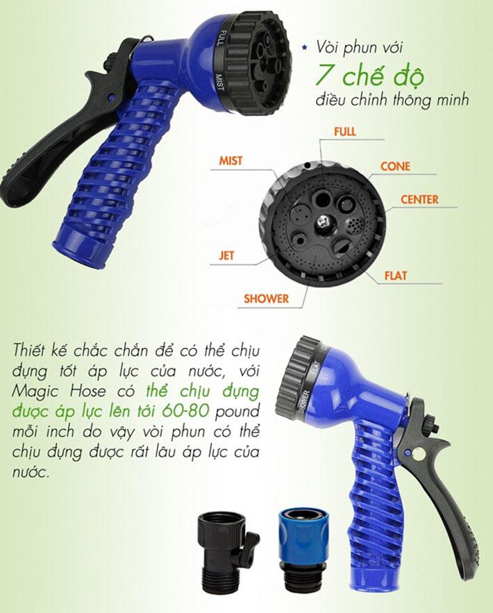 Bộ vòi Magic Hose - xịt nước thông minh giãn nở 30m(Xanh)