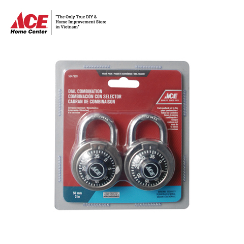 2 ổ khóa mã số núm xoay thép không gỉ ace đen 5cm