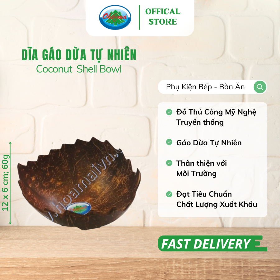 Chén Gáo Dừa Ohiama Coconut Shell Bowl | Dụng Cụ Bàn Ăn, Đồ Thủ Công, Mỹ Nghệ Dừa, Hàng VNXK